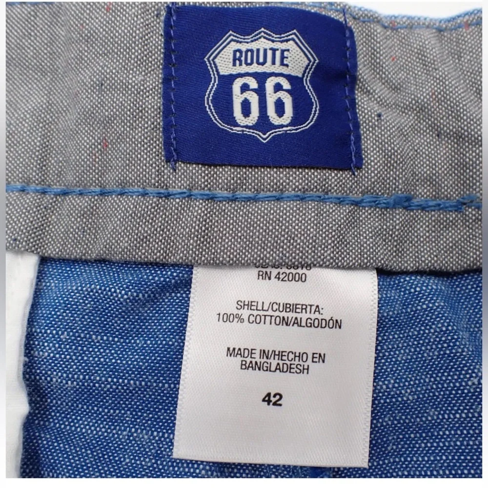 Route 66 Men's Chino Shorts Size 42 Blue 100% Cotton High Rise Waistband